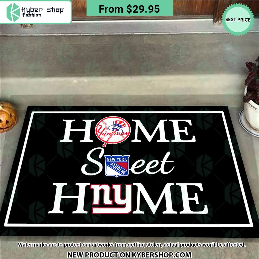 New York Rangers New York Yankees New York Giants Home Sweet Home Doormat