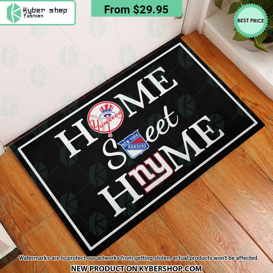 New York Rangers New York Yankees New York Giants Home Sweet Home Doormat