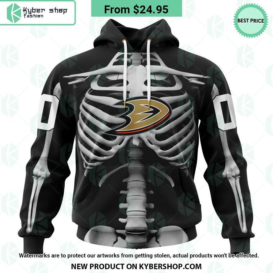 NHL Anaheim Ducks Skeleton Costume Halloween CUSTOM Hoodie