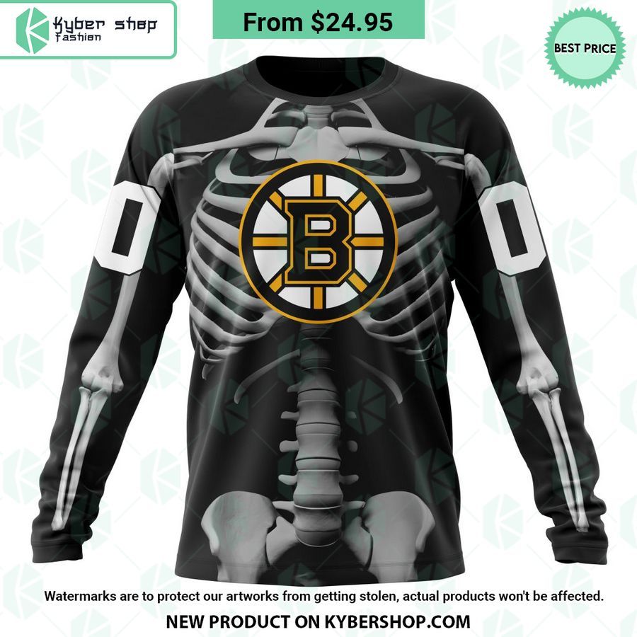 NHL Boston Bruins Skeleton Costume Halloween CUSTOM Hoodie