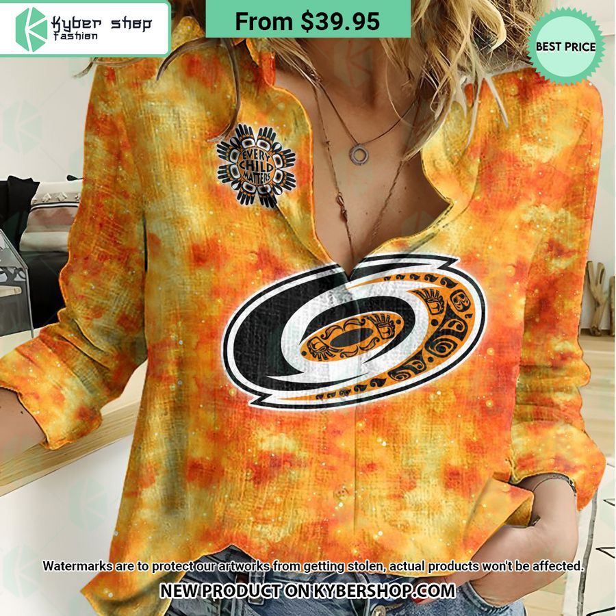 NHL Carolina Hurricanes Orange Every Child Matter Women Casual Shirt