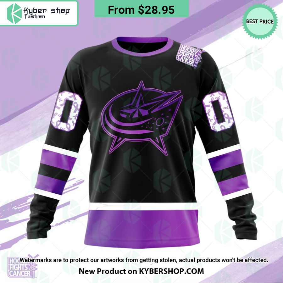 NHL Columbus Blue Jackets Hockey Fights Cancer Hoodie