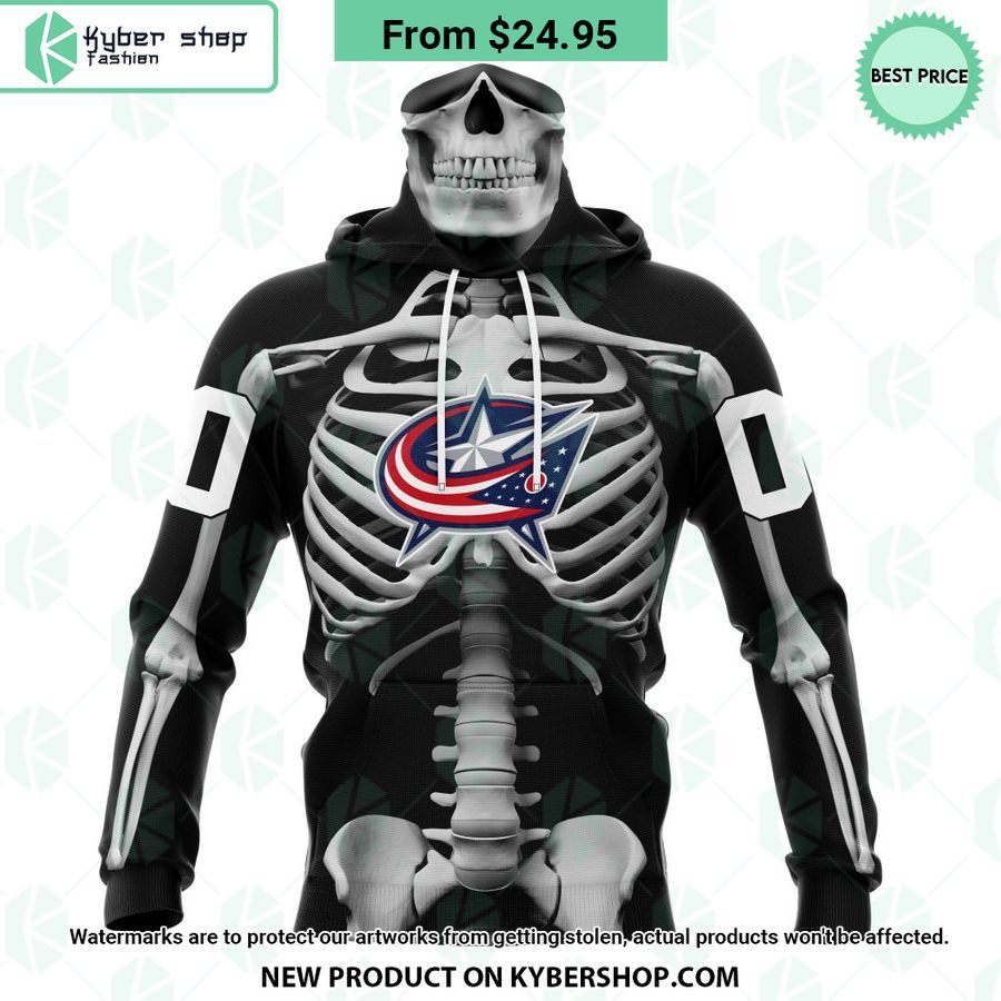 NHL Columbus Blue Jackets Skeleton Costume Halloween CUSTOM Hoodie