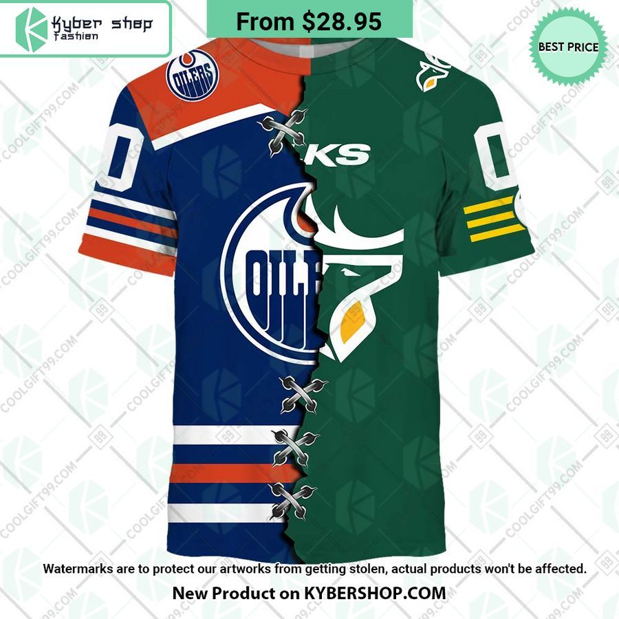 NHL Edmonton Oilers Mix CFL Edmonton Elks Jersey CUSTOM Hoodie