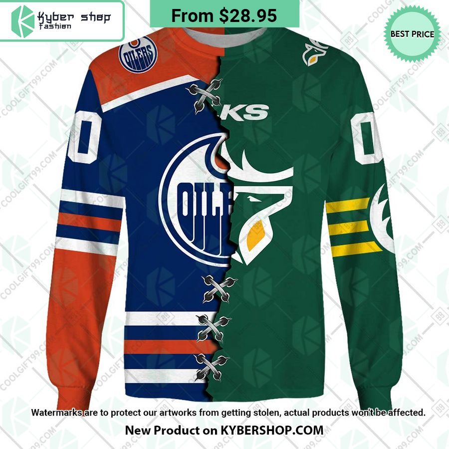 NHL Edmonton Oilers Mix CFL Edmonton Elks Jersey CUSTOM Hoodie