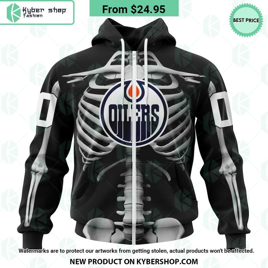 NHL Edmonton Oilers Skeleton Costume Halloween CUSTOM Hoodie
