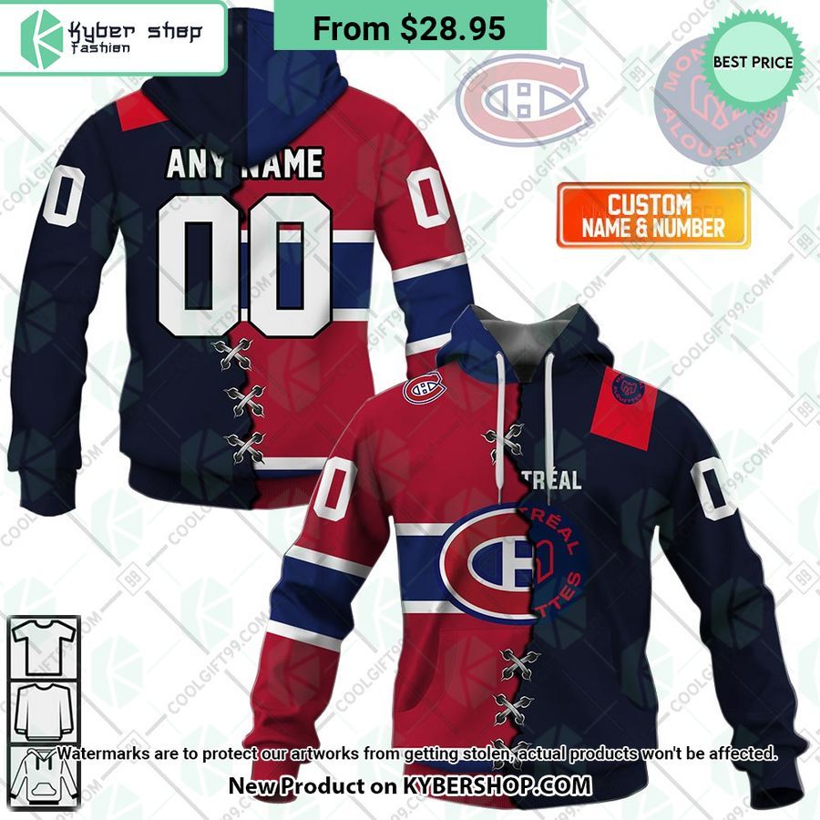 NHL Montreal Canadiens Mix CFL Montreal Alouettes Jersey CUSTOM Hoodie
