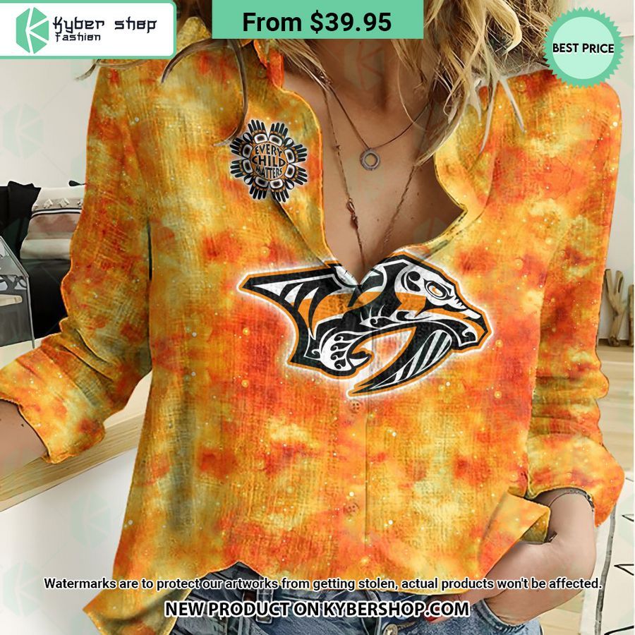 NHL Nashville Predators Orange Every Child Matter Women Casual Shirt