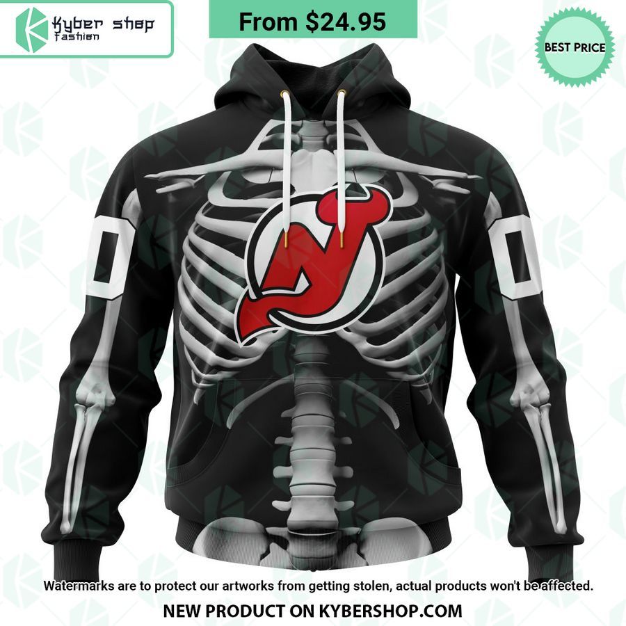 NHL New Jersey Devils Skeleton Costume Halloween CUSTOM Hoodie