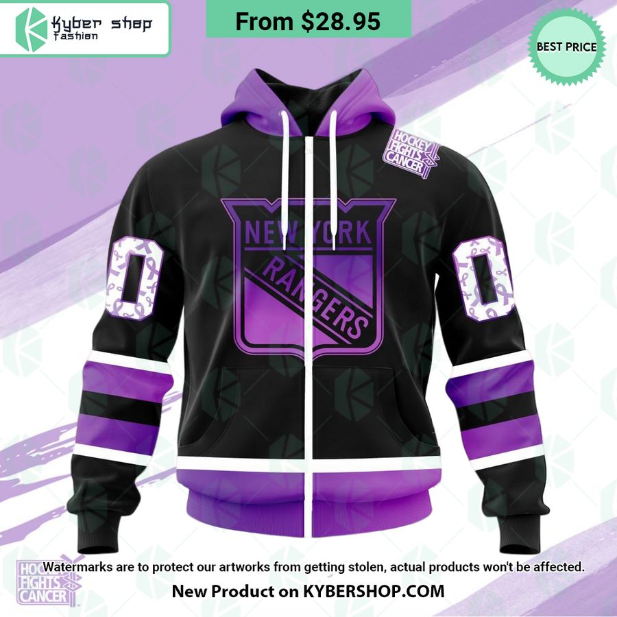 NHL New York Rangers Hockey Fights Cancer Hoodie