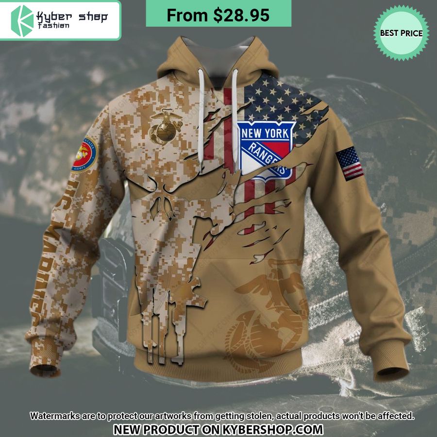 NHL New York Rangers Marine Corps Camo CUSTOM Hoodie