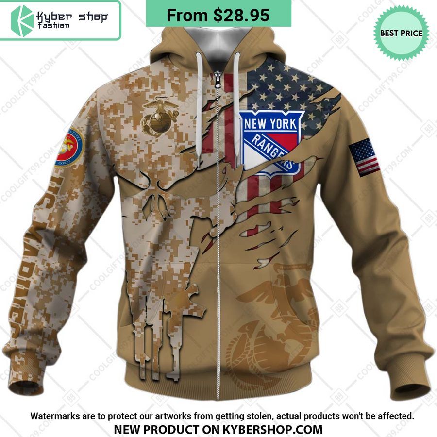 NHL New York Rangers Marine Corps Camo CUSTOM Hoodie