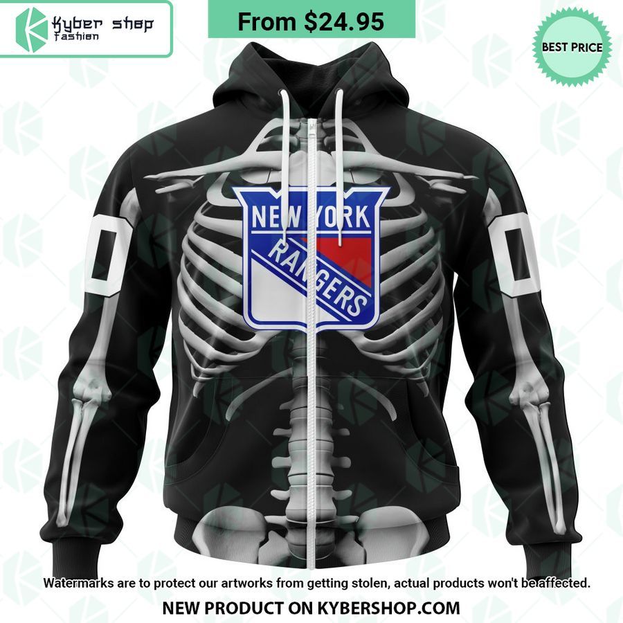 NHL New York Rangers Skeleton Costume Halloween CUSTOM Hoodie