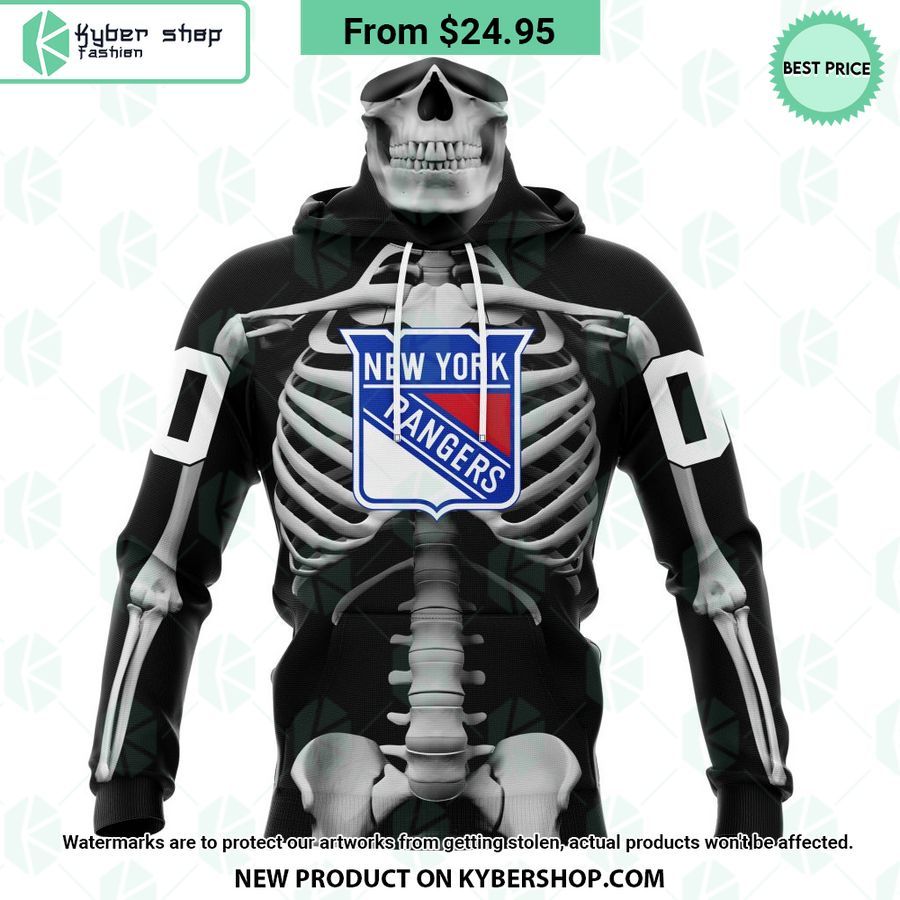 NHL New York Rangers Skeleton Costume Halloween CUSTOM Hoodie