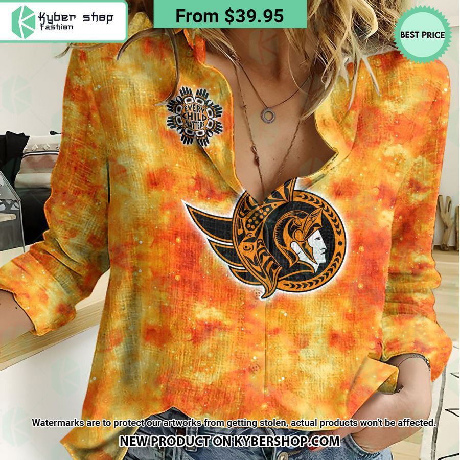 NHL Ottawa Senators Orange Every Child Matter Women Casual Shirt