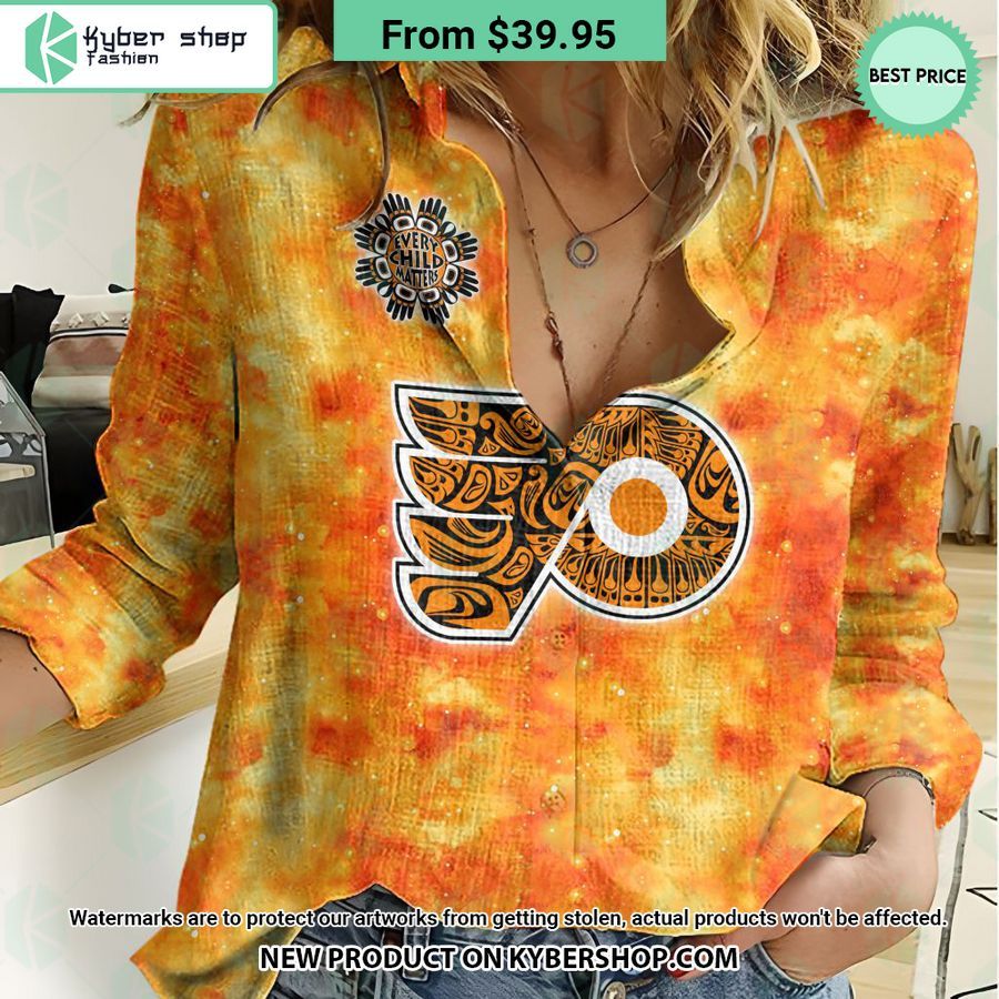 NHL Philadelphia Flyers Orange Every Child Matter Women Casual Shirt