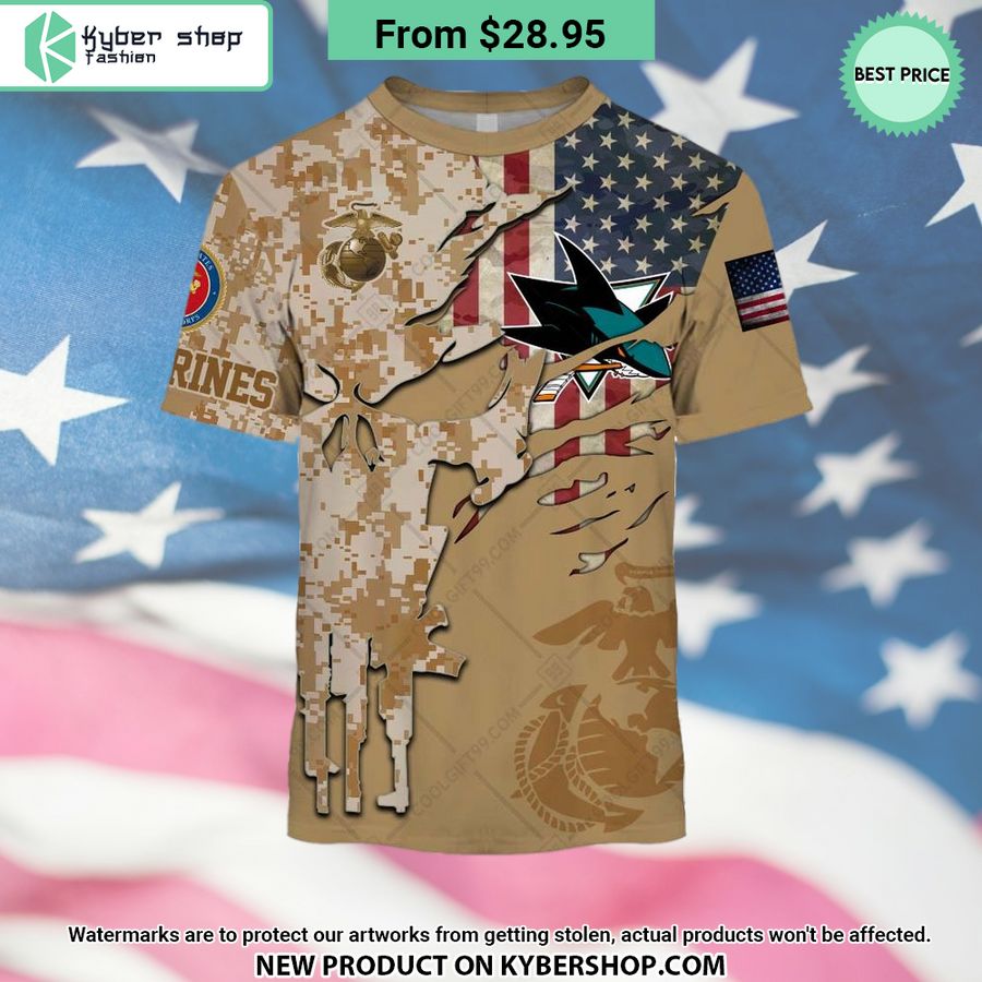NHL San Jose Sharks Marine Corps Camo CUSTOM Hoodie