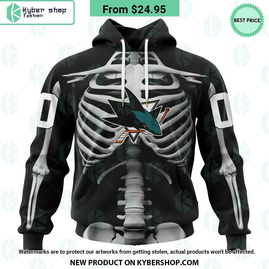 NHL San Jose Sharks Skeleton Costume Halloween CUSTOM Hoodie