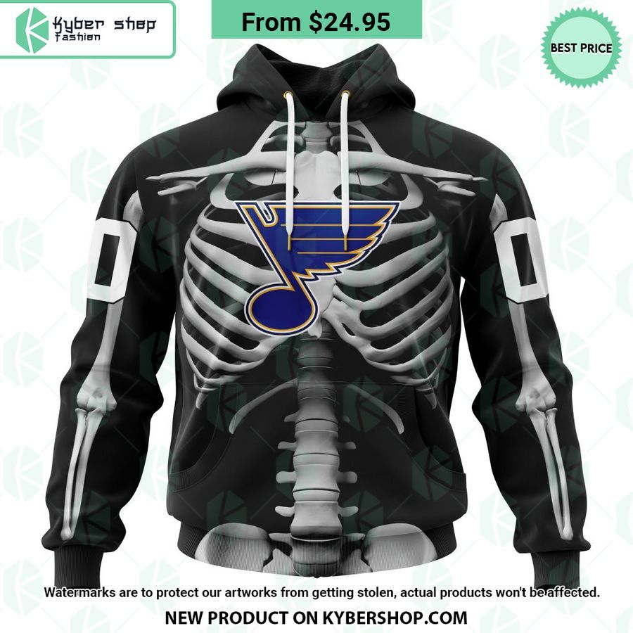 NHL St. Louis Blues Skeleton Costume Halloween CUSTOM Hoodie