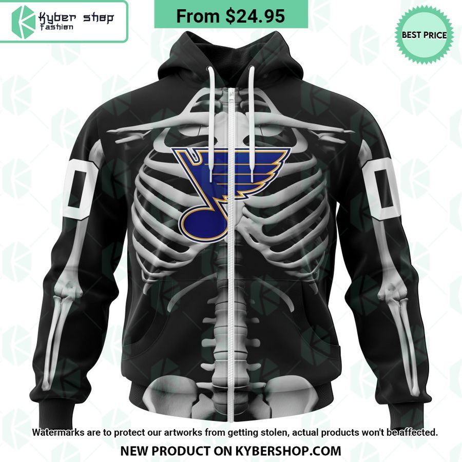 NHL St. Louis Blues Skeleton Costume Halloween CUSTOM Hoodie