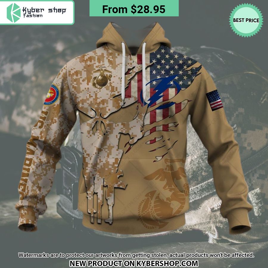 NHL Tampa Bay Lightning Marine Corps Camo CUSTOM Hoodie