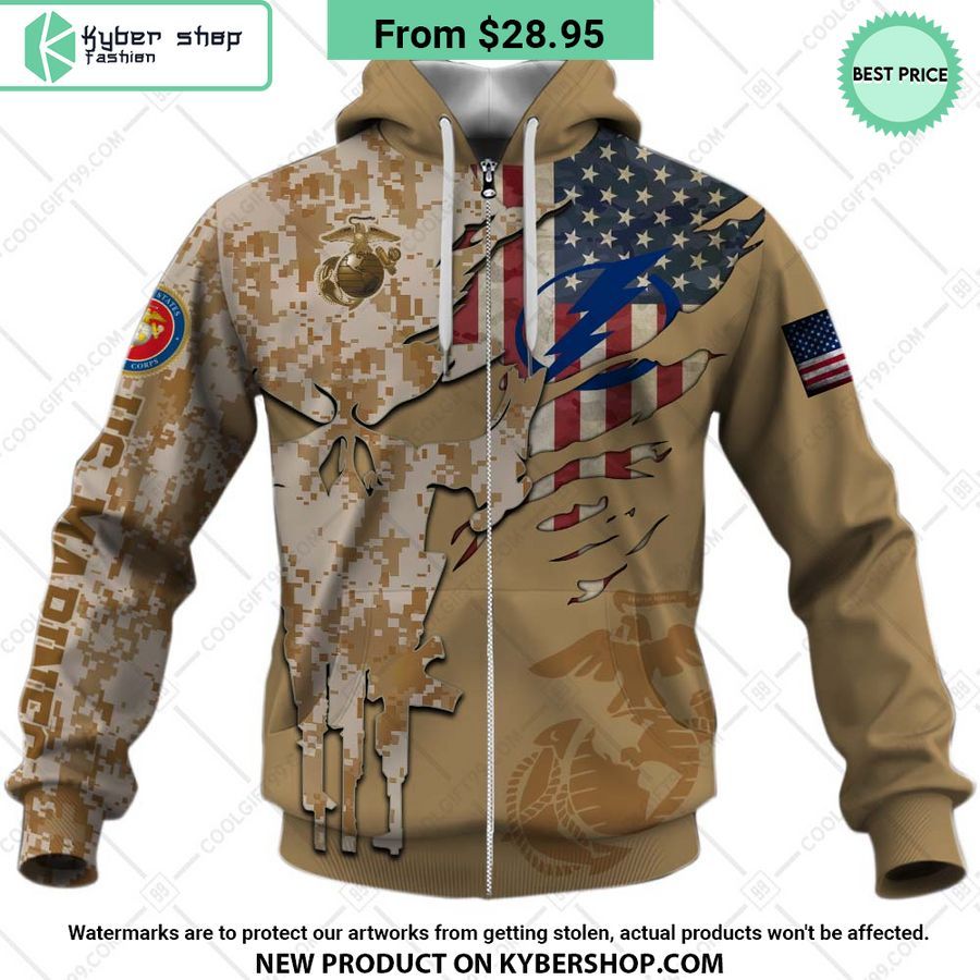 NHL Tampa Bay Lightning Marine Corps Camo CUSTOM Hoodie