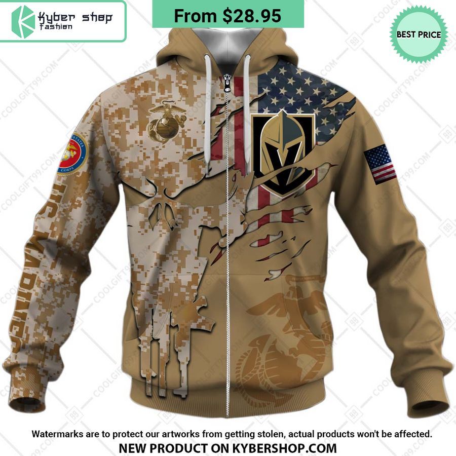 NHL Vegas Golden Knights Marine Corps Camo CUSTOM Hoodie