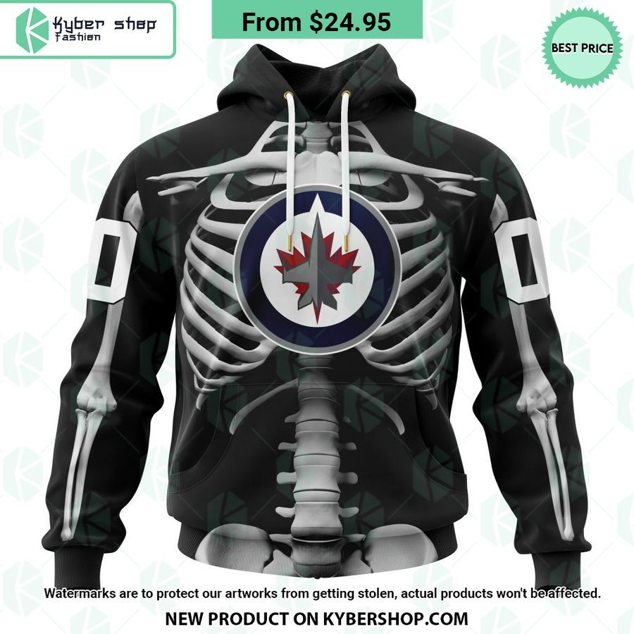 NHL Winnipeg Jets Skeleton Costume Halloween CUSTOM Hoodie