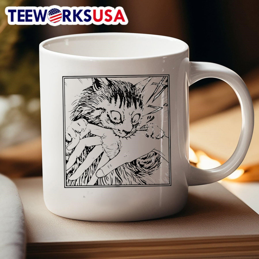 Cat Biting Hand Manga Panel Shirt