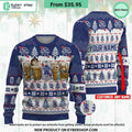 Pabst Blue Ribbon Horror Characters Drink Ugly Christmas Sweater