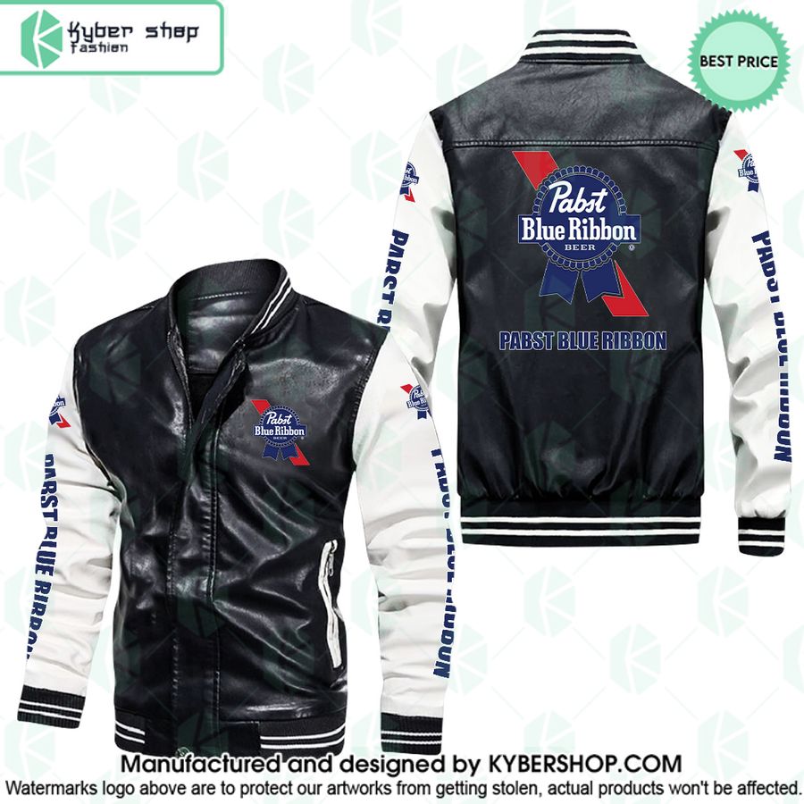 Pabst Blue Ribbon Leather Bomber Jacket