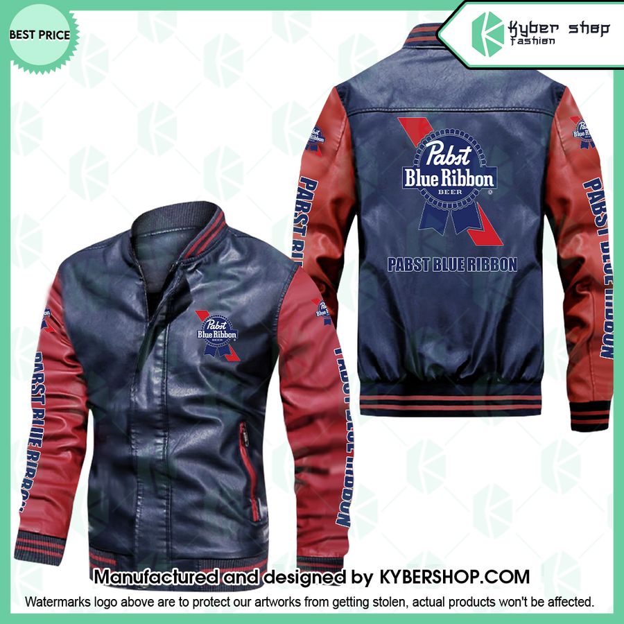 Pabst Blue Ribbon Leather Bomber Jacket