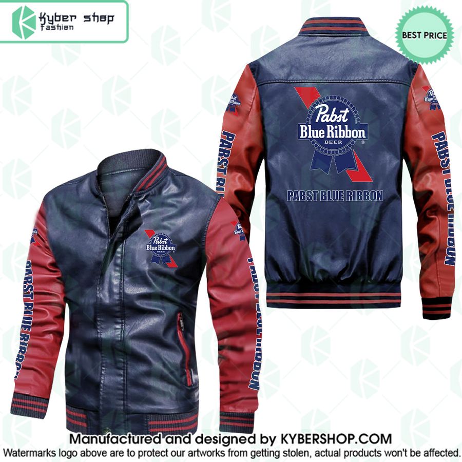 Pabst Blue Ribbon Leather Bomber Jacket