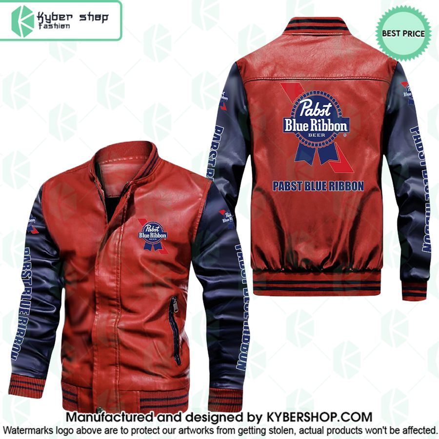 Pabst Blue Ribbon Leather Bomber Jacket