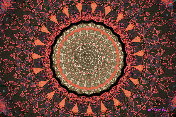 Peach Pink Flowery Kaleidoscope Print Unisex , , , Long Sleeve Tee