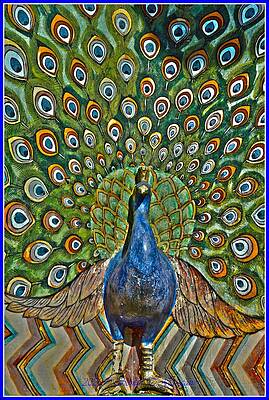 Peacock Mural Print Unisex , , , Long Sleeve Tee