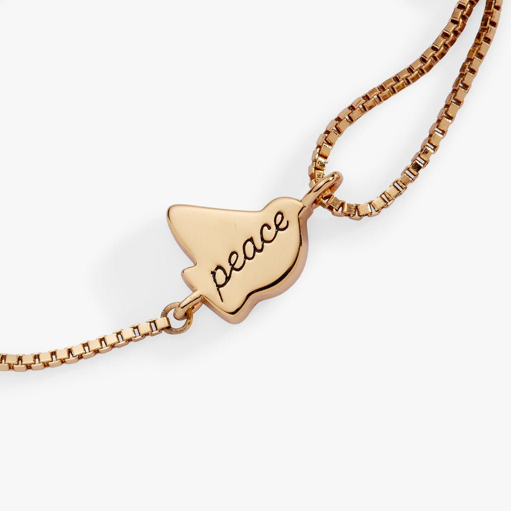 Dove 'Peace' Mother Pearl Pull Chain Bracelet T-Shirts