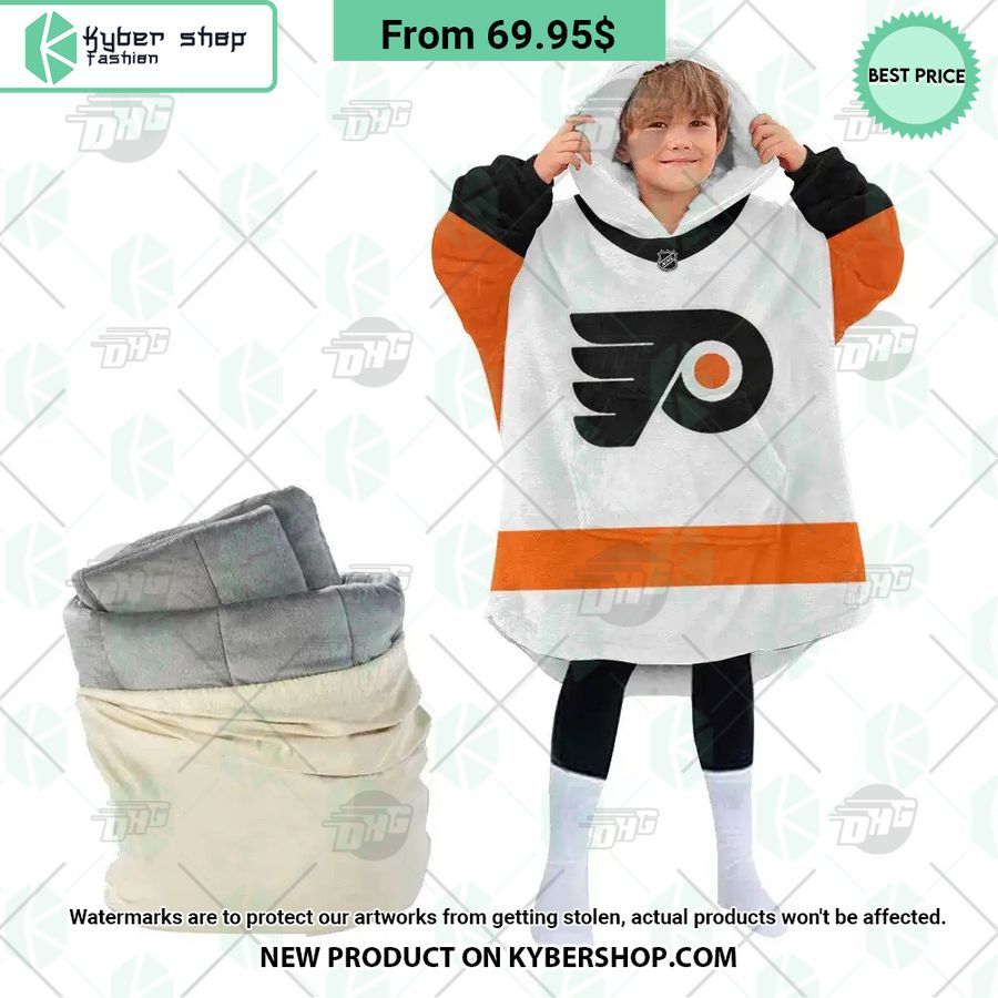 Philadelphia Flyers white Hoodie Blanket