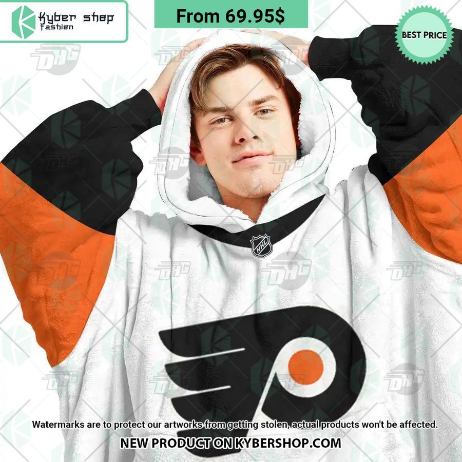 Philadelphia Flyers white Hoodie Blanket