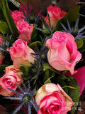 Pink Roses Bouquet Print Unisex , , , Long Sleeve Tee