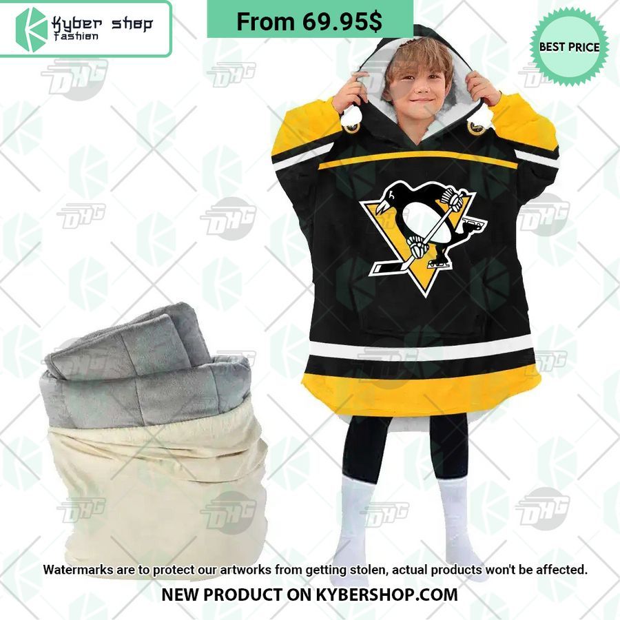 Pittsburgh Penguins black Hoodie Blanket