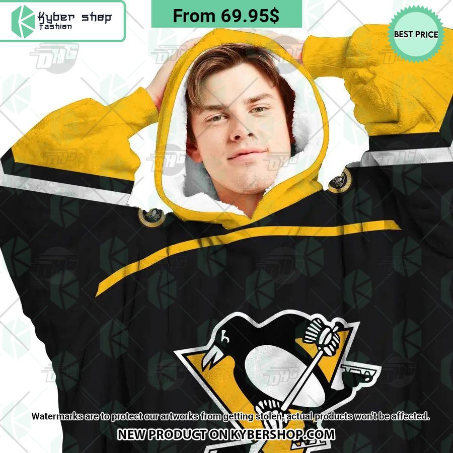 Pittsburgh Penguins black Hoodie Blanket
