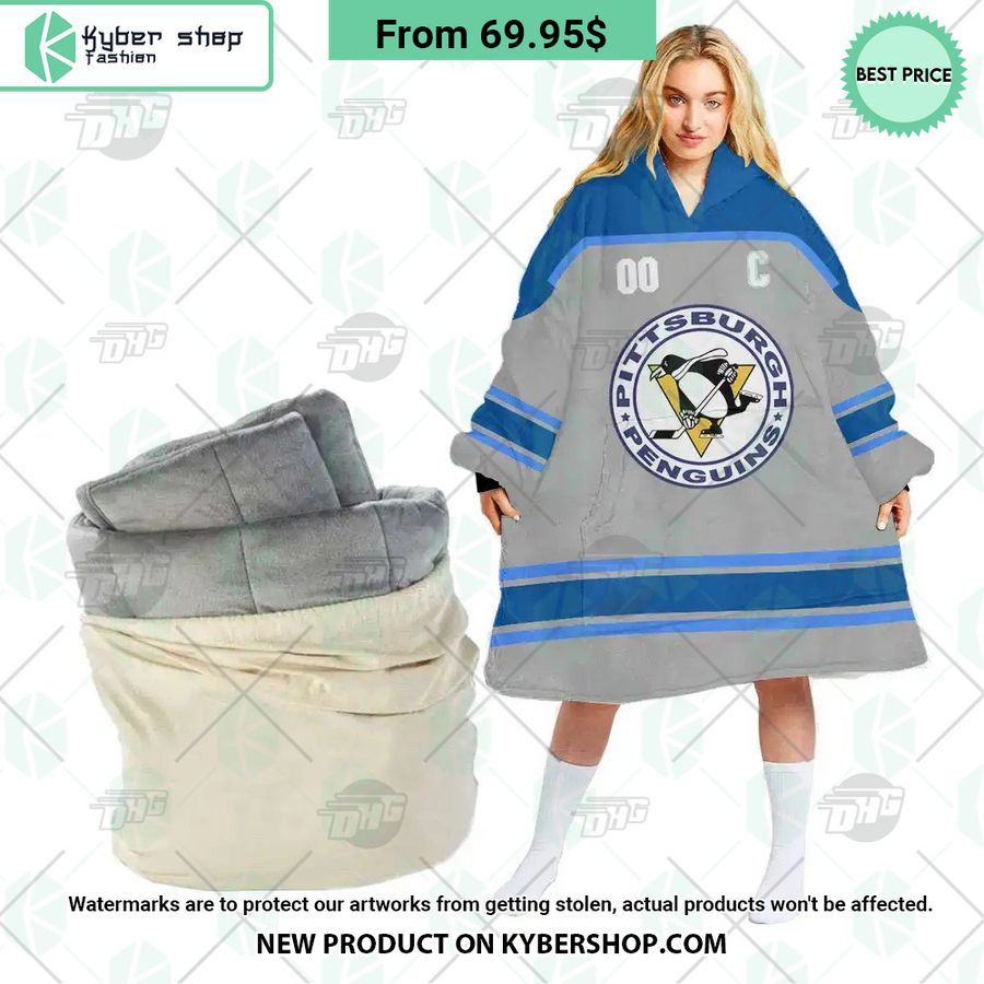 Pittsburgh Penguins blue Hoodie Blanket