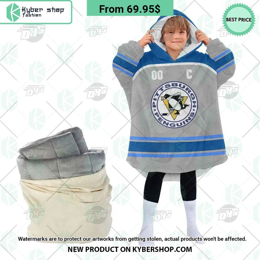 Pittsburgh Penguins blue Hoodie Blanket