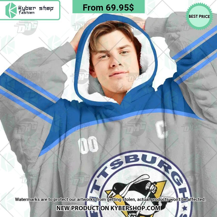 Pittsburgh Penguins blue Hoodie Blanket