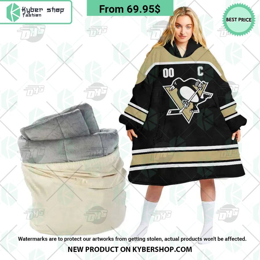 Pittsburgh Penguins logo Hoodie Blanket