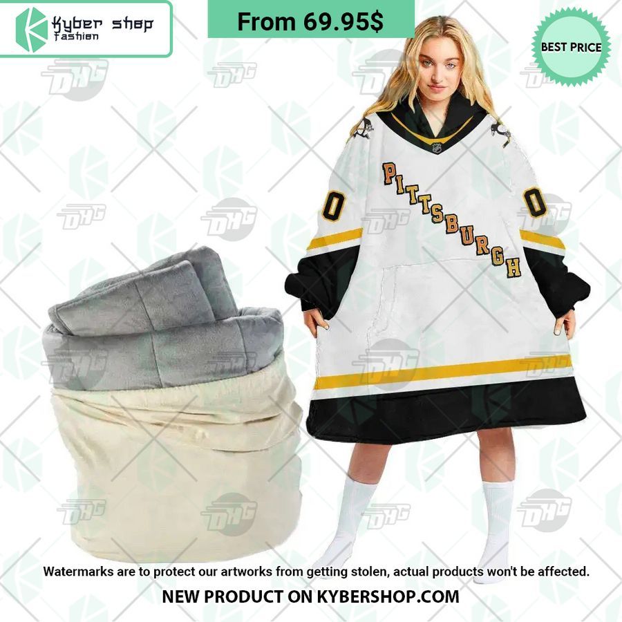 Pittsburgh Penguins white Hoodie Blanket
