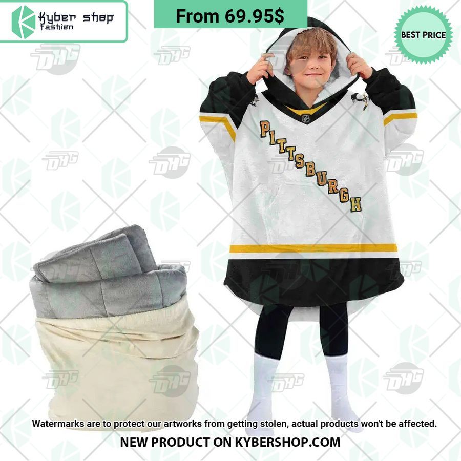 Pittsburgh Penguins white Hoodie Blanket