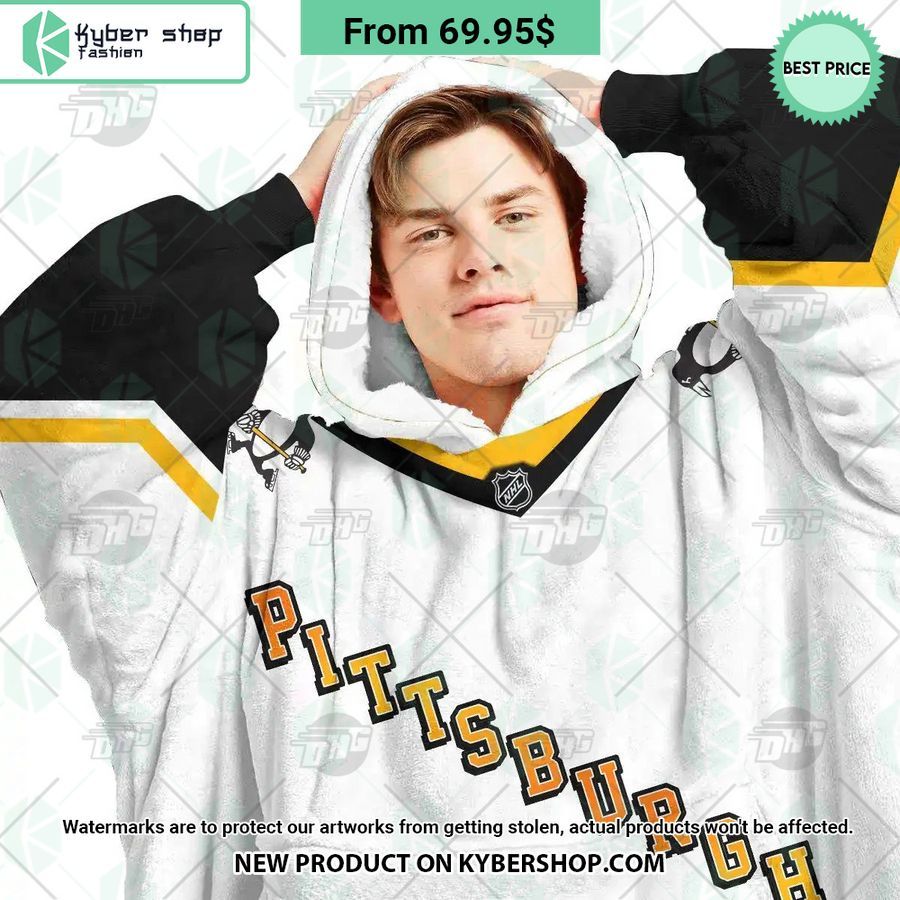 Pittsburgh Penguins white Hoodie Blanket