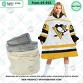 Pittsburgh Penguins white yellow Hoodie Blanket